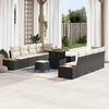 vidaXL Garten-Sofa-Set mit Kissen 11 pcs Schwarz Poly Rattan