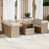 vidaXL 10-tlg. Garten-Sofagarnitur mit Kissen Beige Poly Rattan