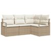 vidaXL Sofa Set 4 stk. Beige und Wei&szlig; Poly-Rattan