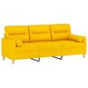 vidaXL 3-Sitzer-Sofa mit Kissen Hellgelb 180 cm Stoff