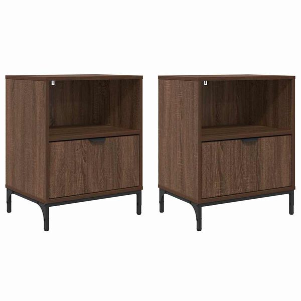 vidaXL Nachttische 2 pcs Braun Eichen-Optik 49 x 36 x 61 cm