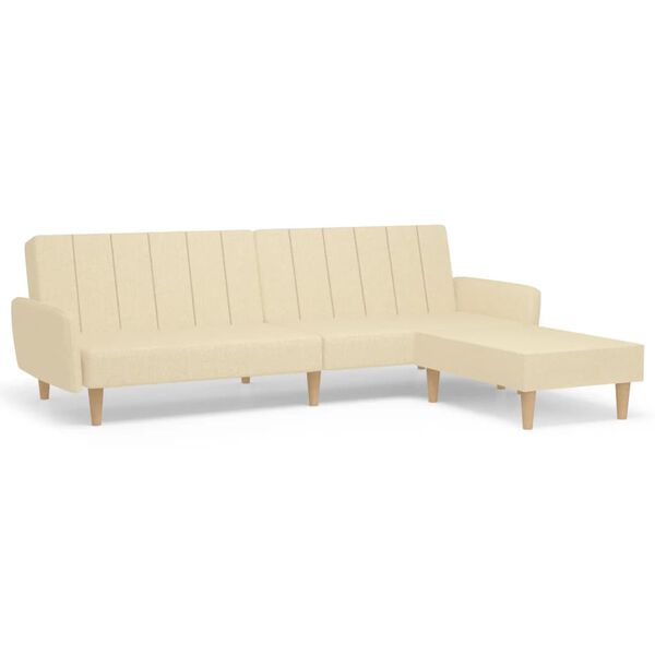 vidaXL Schlafsofa 2-Sitzer mit Fu&szlig;hocker Creme Stoff