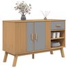 vidaXL Sideboard OLDEN Grau und Braun 114x43x73,5 cm Massivholz Kiefer
