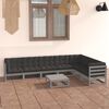 vidaXL 8-tlg. Garten-Lounge-Set mit Kissen Grau Massivholz Kiefer