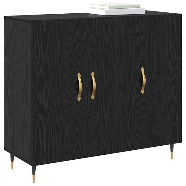 vidaXL Sideboard Schwarz Eichen-Optik 90 x 34 x 80 cm Holzwerkstoff