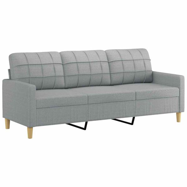 vidaXL 3-Sitzer-Sofa Hellgrau 180 cm Stoff