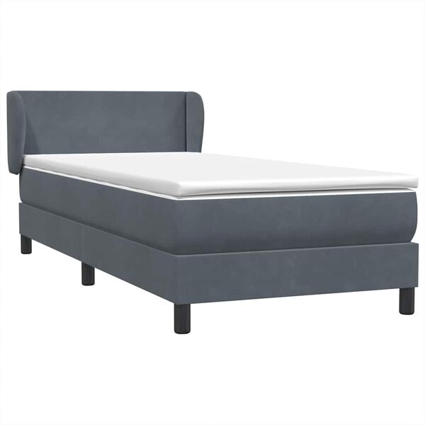 vidaXL Boxspringbett mit Matratze Dunkelgrau 80x210 cm Samt