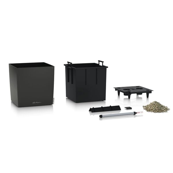 LECHUZA Pflanzgef&auml;&szlig; CUBE 30 ALL-IN-ONE Kohlegrau-Metallic
