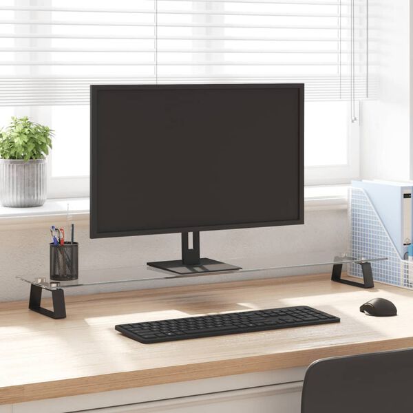 vidaXL Monitorst&auml;nder Schwarz 100x20x8 cm Hartglas und Metall