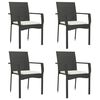 vidaXL Gartenst&uuml;hle mit Kissen 4 Stk. Poly Rattan Schwarz