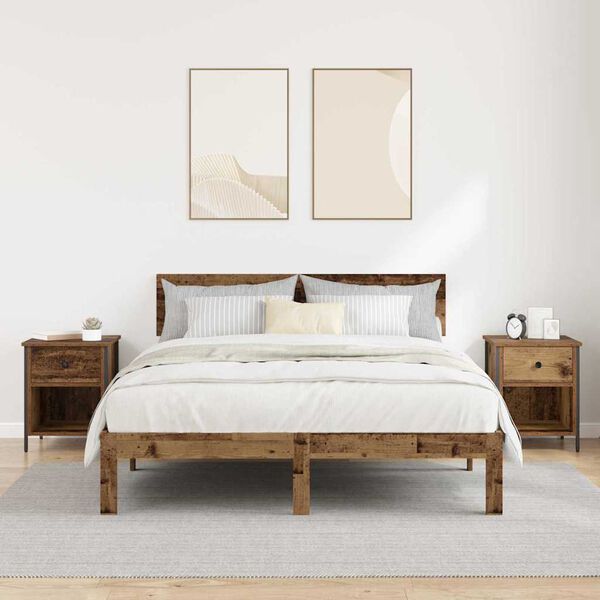 vidaXL Nachttisch 2 pcs Altholz 40 x 42 x 50 cm Holzwerkstoff