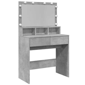 vidaXL Schminktisch mit LED-Beleuchtung Betongrau 80x41x134,5 cm