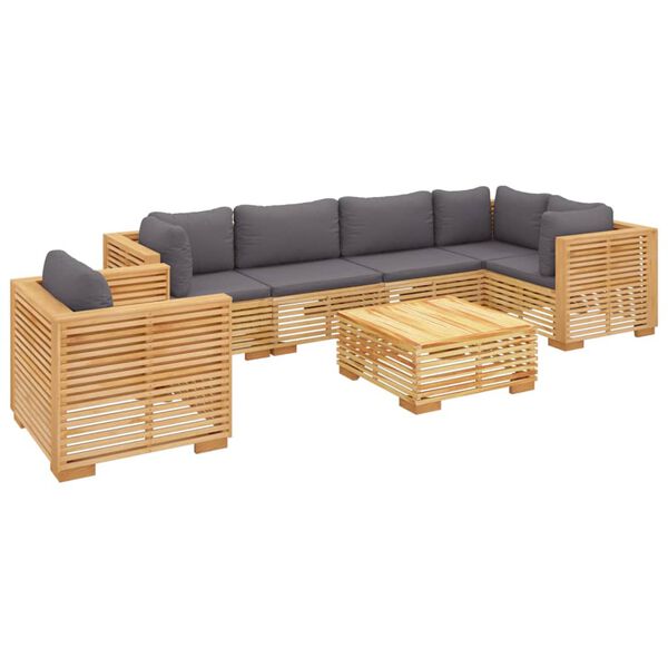 vidaXL 7-tlg. Garten-Lounge-Set mit Kissen Massivholz Teak