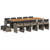 vidaXL 15-tlg. Garten-Essgruppe mit Kissen Grau Poly Rattan