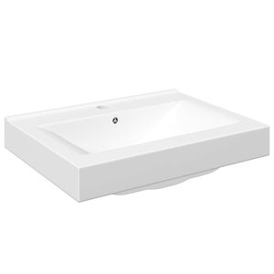 vidaXL Luxus-Waschbecken Keramik Rechteckig Wei&szlig; mit Hahnloch 60x46 cm