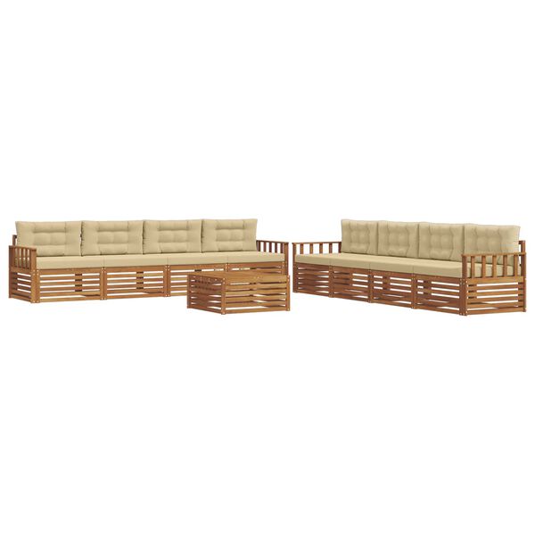 vidaXL Outdoor-Sofagarnitur mit Kissen 9 pcs Natur und Beige
