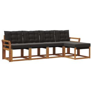 vidaXL Outdoor-Sofagarnitur mit Kissen 5 pcs Nat&uuml;rlich und Schwarz