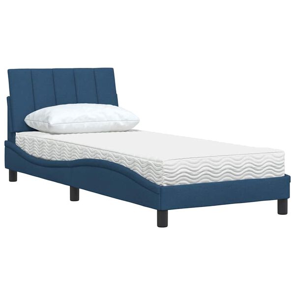 vidaXL Bett mit Matratze "Hanko" Blau 90x190 cm Stoff