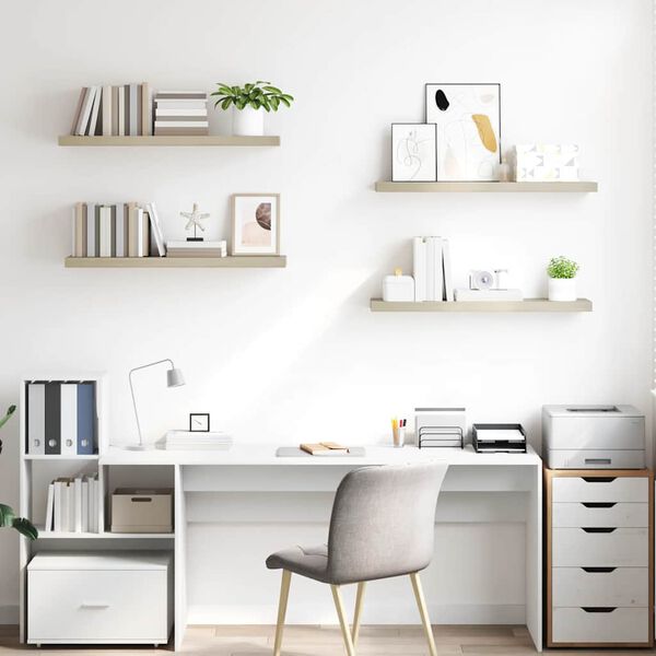 vidaXL Schwebende Wandregale 4 Stk. Eichefarben 90x23,5x3,8 cm MDF