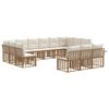 vidaXL Outdoor-Sofagarnitur 13 pcs Nat&uuml;rlich und Cremwei&szlig; Polyester