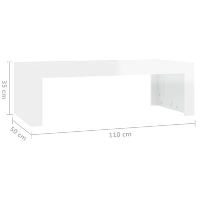 vidaXL Couchtisch Hochglanz-Weiß 110x50x35 cm Holzwerkstoff