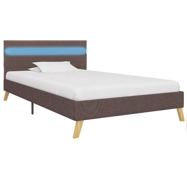 vidaXL Bettgestell mit LED Taupe Stoff 90x200 cm