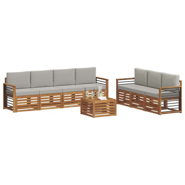 vidaXL Sofagarnituren 8 pcs Nat&uuml;rlich und Hellgrau Massivholz Akazie