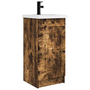 vidaXL Badezimmerschrank mit Waschbecken Ger&auml;ucherte Eiche