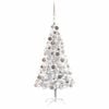vidaXL K&uuml;nstlicher Weihnachtsbaum Beleuchtung & Kugeln Silber 120 cm