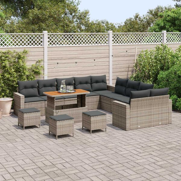 vidaXL Gartensofa-set 14 pcs Grau Poly-Rattan
