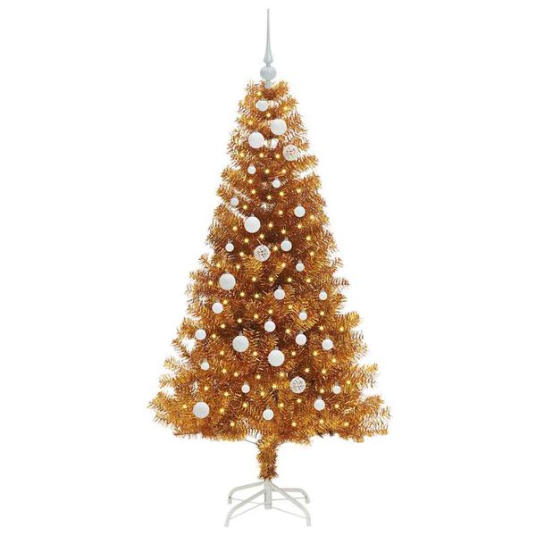 vidaXL Weihnachtsbaum mit 150 LEDs mit St&auml;nder Gold 150 cm PET