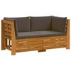 vidaXL Outdoor-Sofagarnitur mit Kissen 2 St&uuml;ck Braun Massivholz Akazie