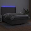 vidaXL Boxspringbett mit Matratze & LED Grau 140x200 cm Kunstleder