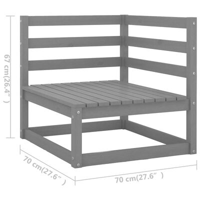 vidaXL Outdoor-Sofa 3-Sitzer Grau Massivholz Kiefer