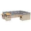 vidaXL 10-tlg. Garten-Sofagarnitur mit Kissen Beige Poly Rattan