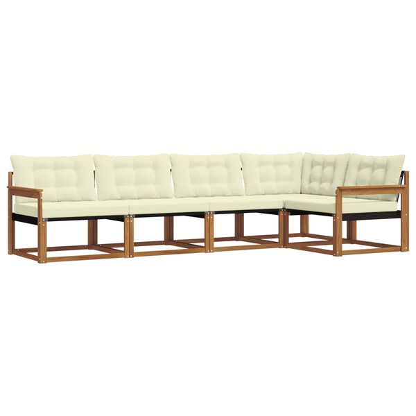 vidaXL Outdoor-Sofagarnitur mit Kissen 5 pcs Natur und Creme