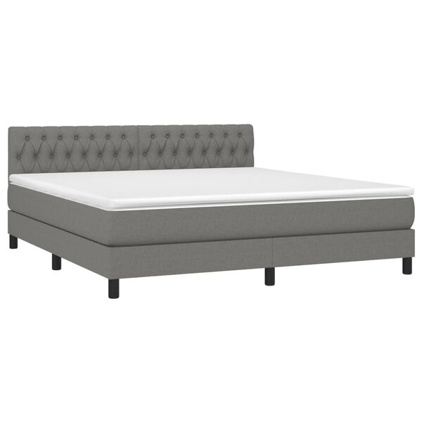 vidaXL Boxspringbett mit Matratze Dunkelgrau 180x200 cm Stoff