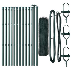 vidaXL Zaunpfosten Gr&uuml;n 25 x 0,4 m (13 mm Maschen) Stahl und PVC