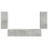 vidaXL TV-Wandregal-Set Wandmontiert 4 pcs Beton Grau Holzwerkstoff