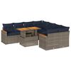 vidaXL 9-tlg. Garten-Sofagarnitur mit Kissen Grau Poly Rattan