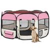 vidaXL Faltbarer Welpenlaufstall mit Tragetasche Rosa 125x125x61 cm