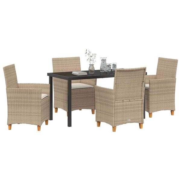 vidaXL Garten Essgruppe 5 pcs Beige Poly-Rattan
