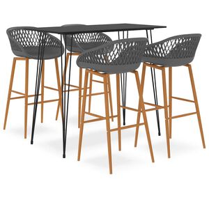 vidaXL 5-tlg. Bar-Set Schwarz und Grau