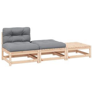 vidaXL 3-tlg. Garten-Lounge-Set mit Kissen Kiefer Massivholz