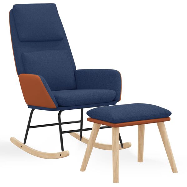 vidaXL Schaukelsessel mit Hocker Blau Stoff