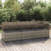 vidaXL 3-tlg. Garten-Lounge-Set mit Kissen Grau Poly Rattan
