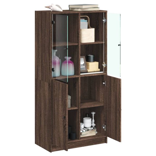 vidaXL Highboard mit T&uuml;ren Braun Eiche-Optik 68x37x142cm Holzwerkstoff