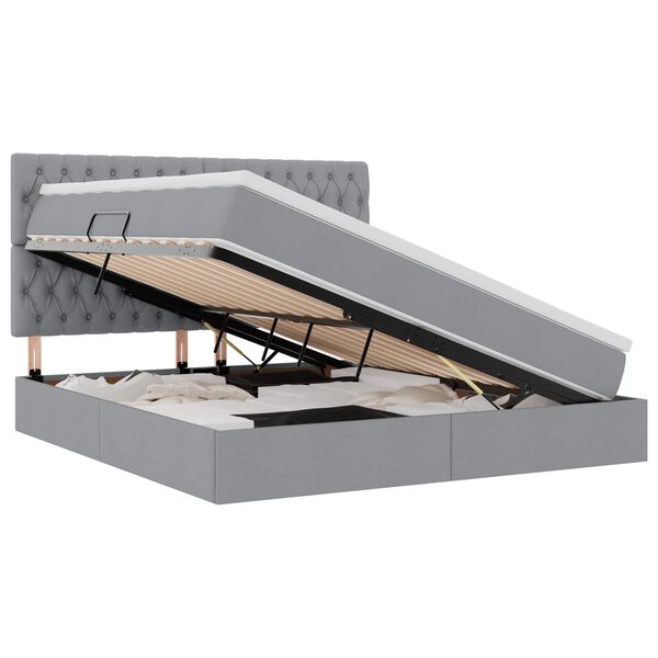 vidaXL Aufbewahrungsbett mit Matratze Hellgrau 180 x 200 cm Polyester