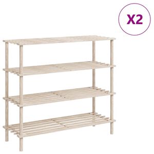 vidaXL Schuhregale mit 4 B&ouml;den 2 Stk. Massivholz Tanne