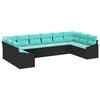 vidaXL Sofa Set mit Kissen 10 pcs Schwarz Poly-Rattan